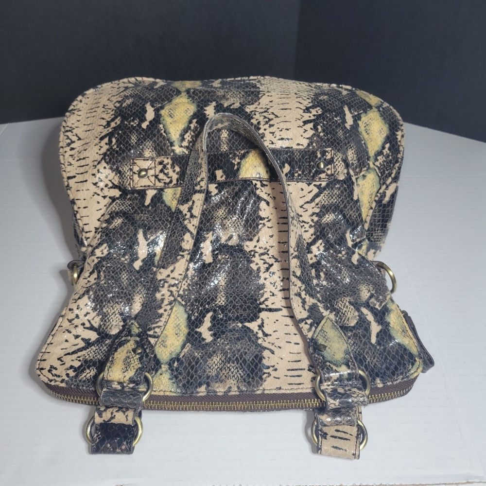 Gretta Patent Python Hobo Bag Shoulder Black Creme - image 4